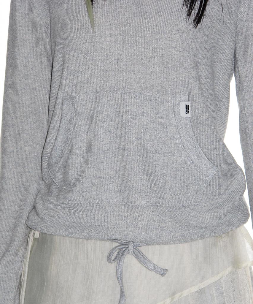 Soft Rib Hood Top_Light Melange Gray