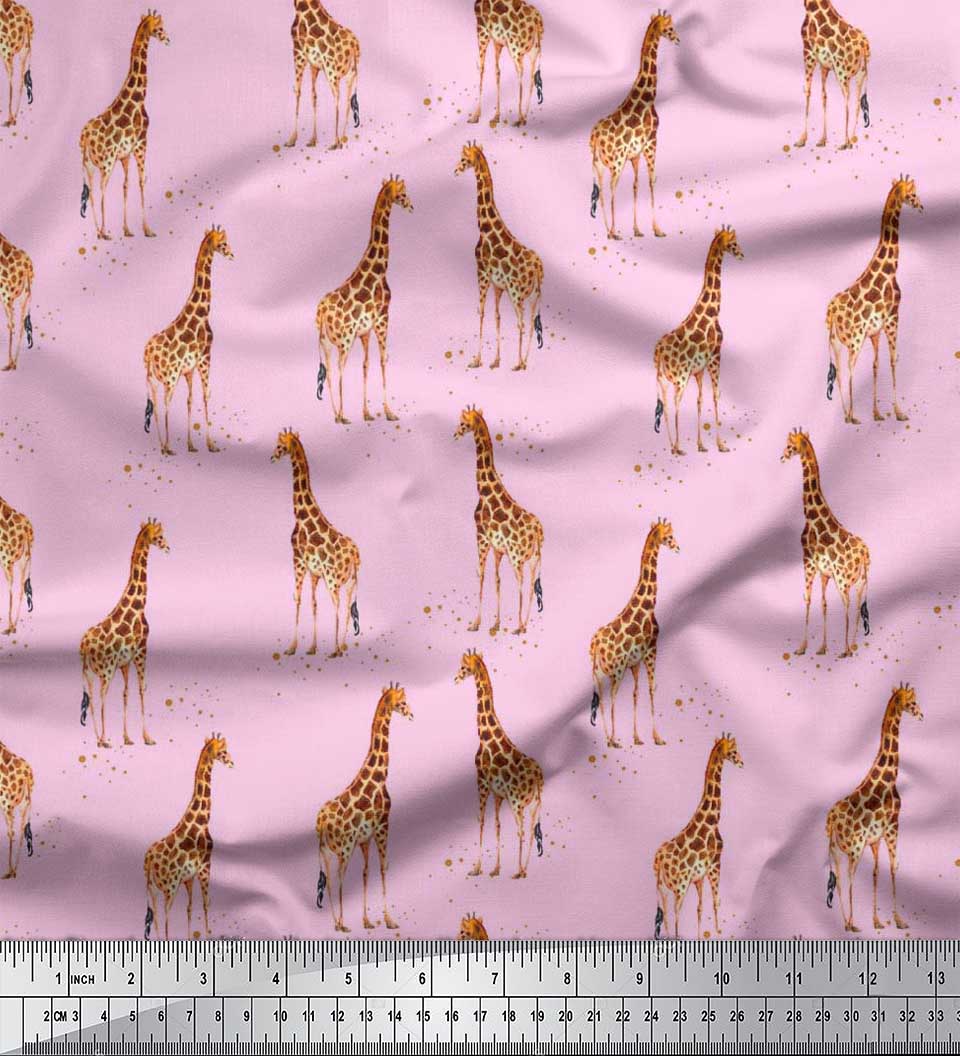 

Японська креп-атласна тканина Soimoi у крапку та зираф Тканина з тваринним принтом на метри 42 дюйми 42 Inch Wide - Poly Crepe рожевий