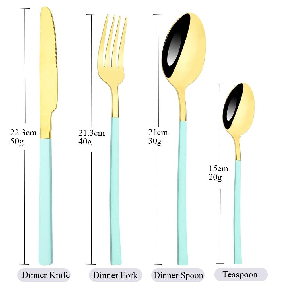 Mint Gold Besteck Set 24-teilig Besteck Edelstahl Geschirr Set Küche Besteck Abendessen Messer Löffel Gabel Geschirr Set