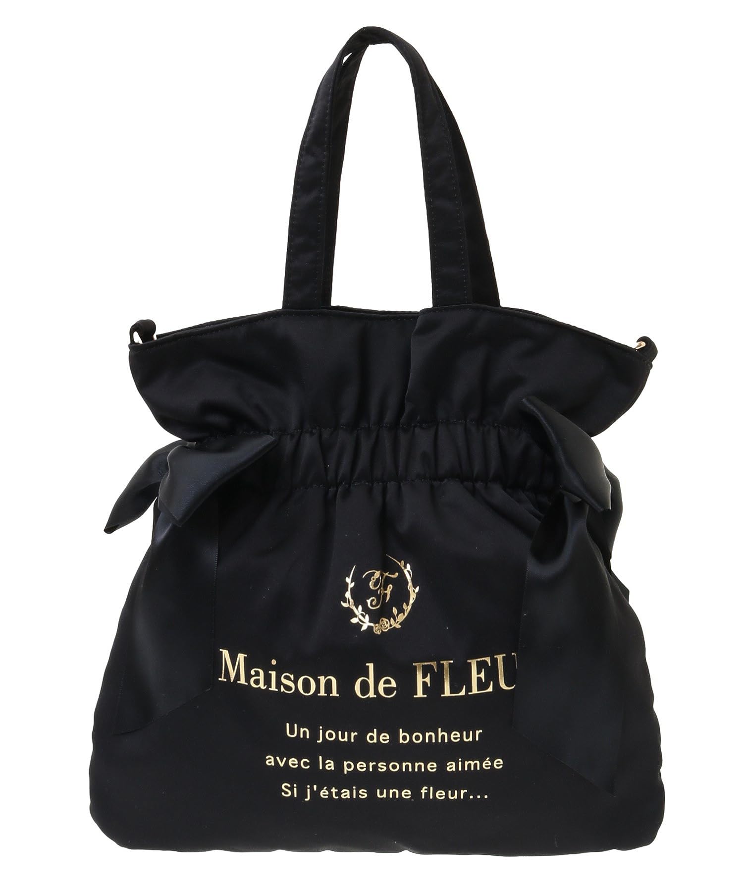 Maison de FLEUR Double Ribbon Tote Size Tote 08001386100 2-Way Bag, Black, F, Bag, чёрный