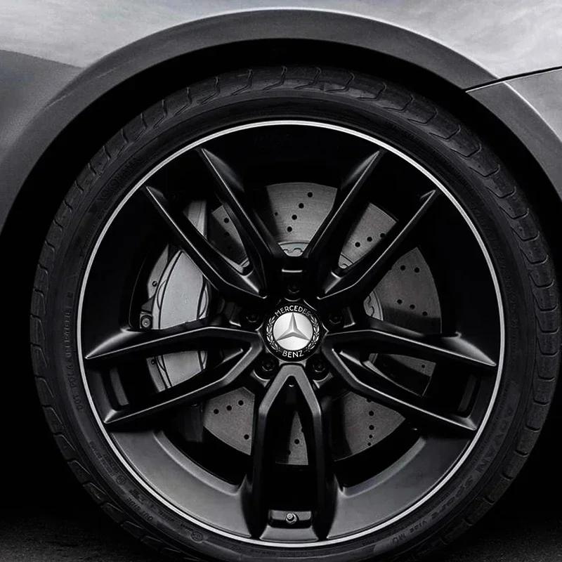 4Pcs 56mm Aluminum Emblem Car Wheel Center Hub Caps Sticker for Mercedes Benz B/C/E/S Class A Class C200L GLC GLK New CLA GLA AIJ5