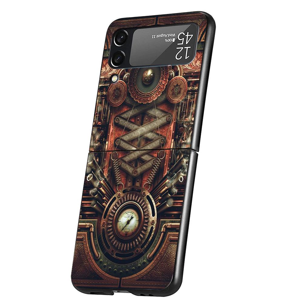 

Steampunk Gear Mechanical Cover Phone Case For Samsung Galaxy Z Flip 7 6 5 4 3 5G Flip7 Flip6 Flip5 Flip4 Flip3 Black Fundas She Samsung Z Flip 5