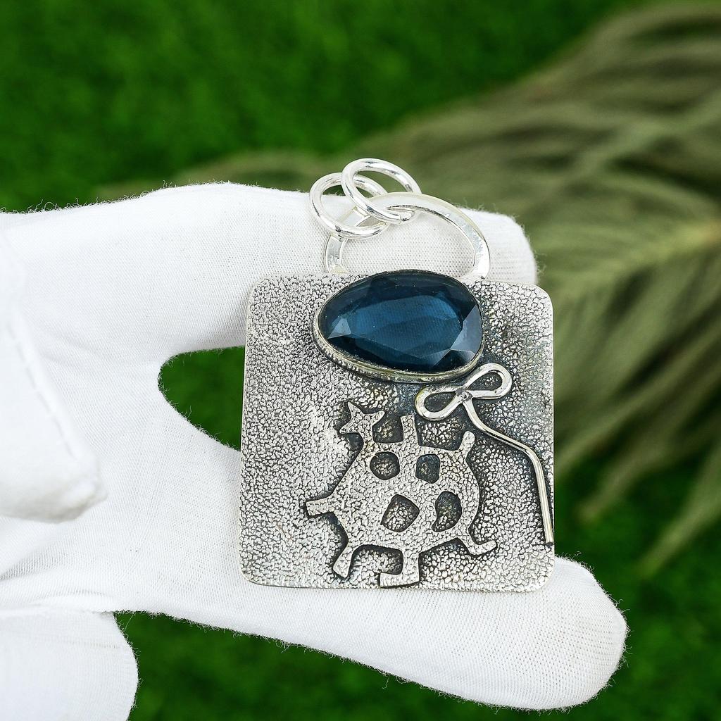 Sisters Day Deal Indicolite Tourmaline Gemstone 925 Silver Bezel Ethnic Pendant