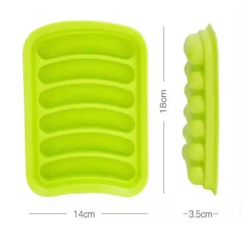 Sausage Maker Mould 6 Cavity Silicone DIY Ham Hot Dog Making Moulds With Lid Household Sausages Cake Baking Tool Molds