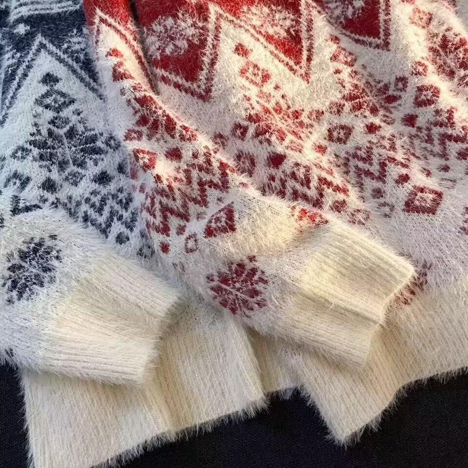 Women's New Year Red Christmas Sweater 2025: Round Neck, Loose, Thick, Autumn/Winter Style