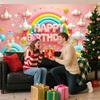 Nuxovilar Happy Birthday Banner - Large 71x43 Inch Pastel Rainbow Clouds Party Backdrop for Kids, Yard Sign, Birthday Decorations
