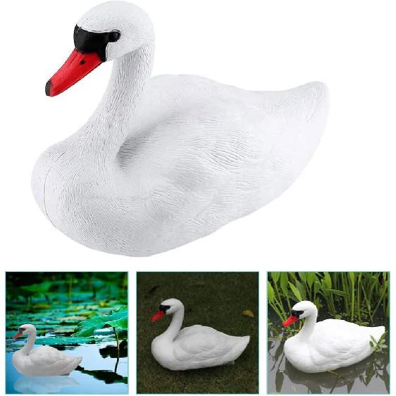 Yardwe 3D Simulated Swan Statue, Realistic Floating Swan Garden Decoration for Pond, Pool, and Home Decor, White, 12.99 X 10.23 X 6.29 Inches