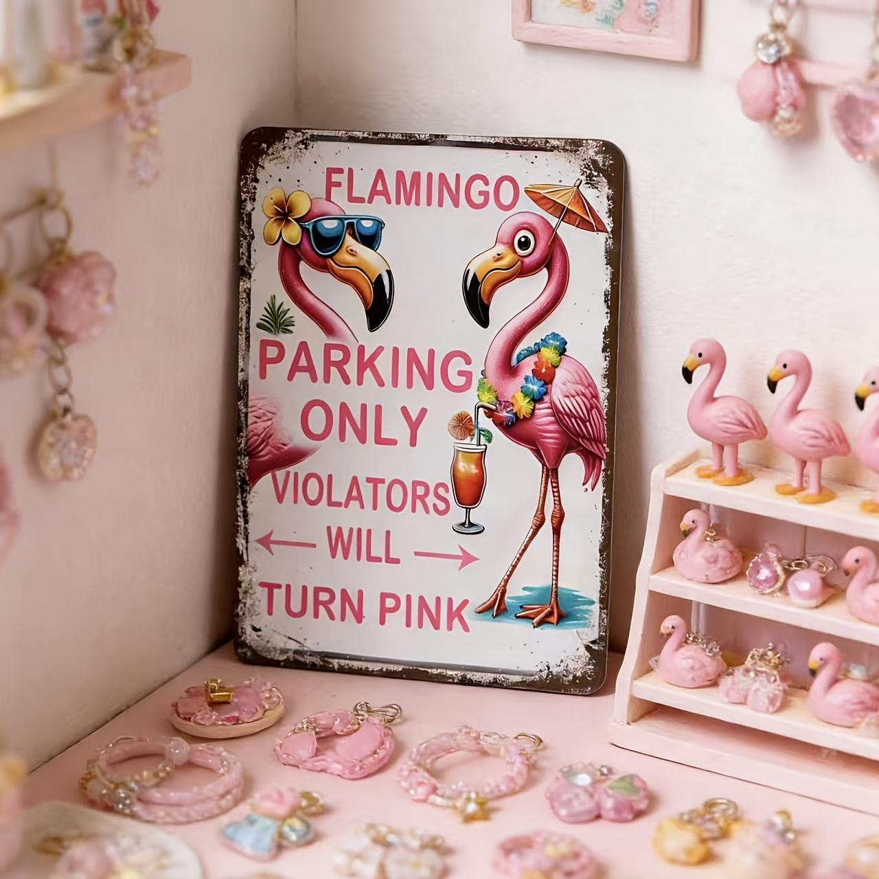 Flamingo Parking Only Violators Will Turn Pink Funny Metal Tin Sign 20x30cm（7.8x11.8inch）