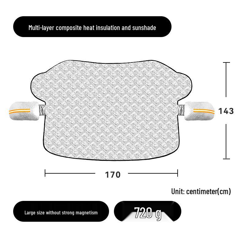

Car Windshield Snow & Sun Shield - Sunshade & Frost Protection Cover Large without strong magnet срібний