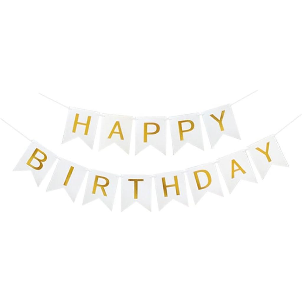 Green Happy Birthday Banner With White Letters, Swallowtail Design Hanging Signs Party Decorations