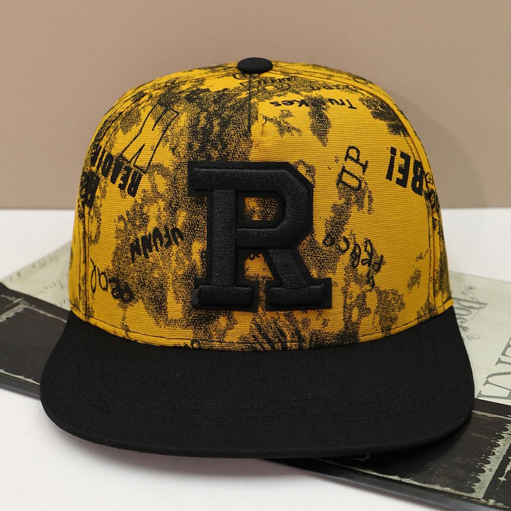 1pc R letter embroidered fashion street hip-hop hat spring and summer flat brim baseball cap