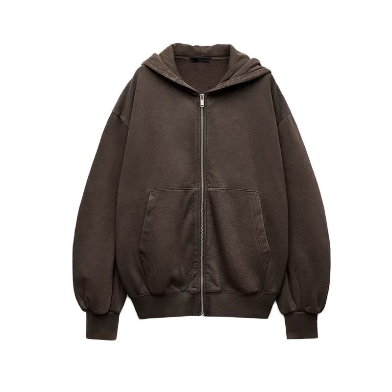 Spring New Arrival Women's Clothing High Waist Flannel Straight-Leg Pants 4174843 Zipper Ornament Loose Sweater 4174842