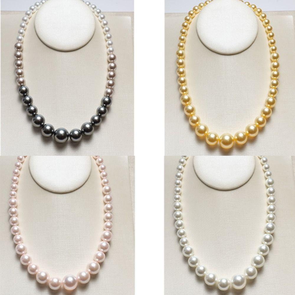 Elegante Perlenkette mit abgestufter Größe Leichte Schlüsselbein-Kette Damen Halskette Hochzeits Schmuck