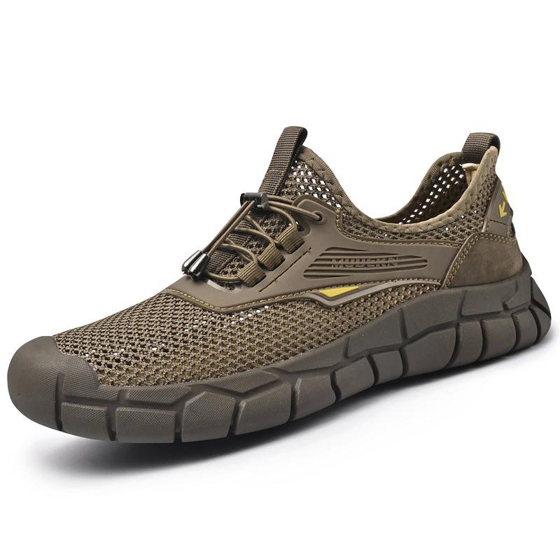Fashion Summer Men Sandals Fashion Handmade Mesh Flats  Outdoor Beach Sandals Breathable Casual Beach Shoes Hollow Out Treking Footwear