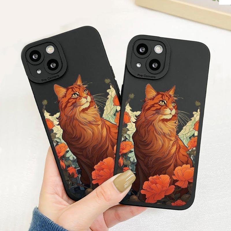 Japanese Anime Style Case For iPhone 14 Plus Pro Max XS X XR SE 2020 Cat Phone Case For iPhone 7 8 11 12 13 Soft Silicone Cover