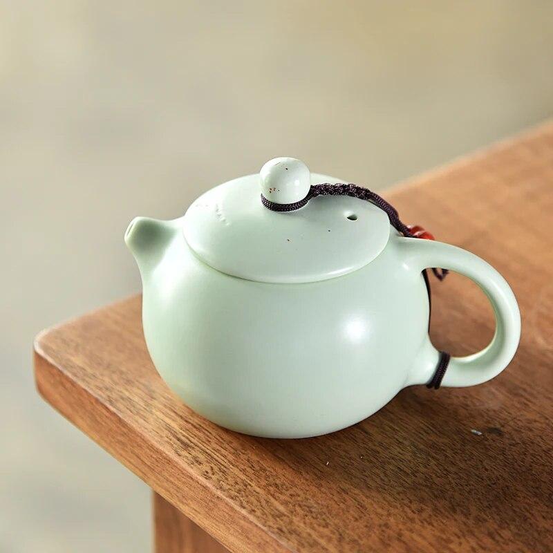 Ceainice cu glazură crackle Celadon Set de ceai tradițional Ceainic Oolong negru Ceainic din ceramică Ceai cu flori înflorite Veselă pentru ceai