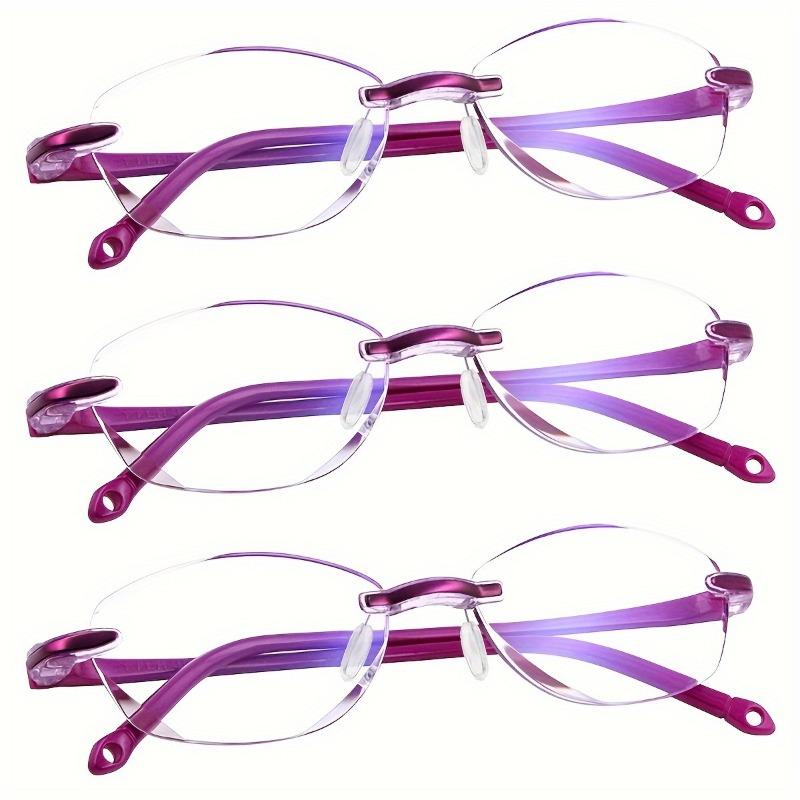 

3 шт. безрамочных очков для пресбиопии с блокировкой синего света, модных и высококачественных женских/мужских очков для пресбиопии 3.0