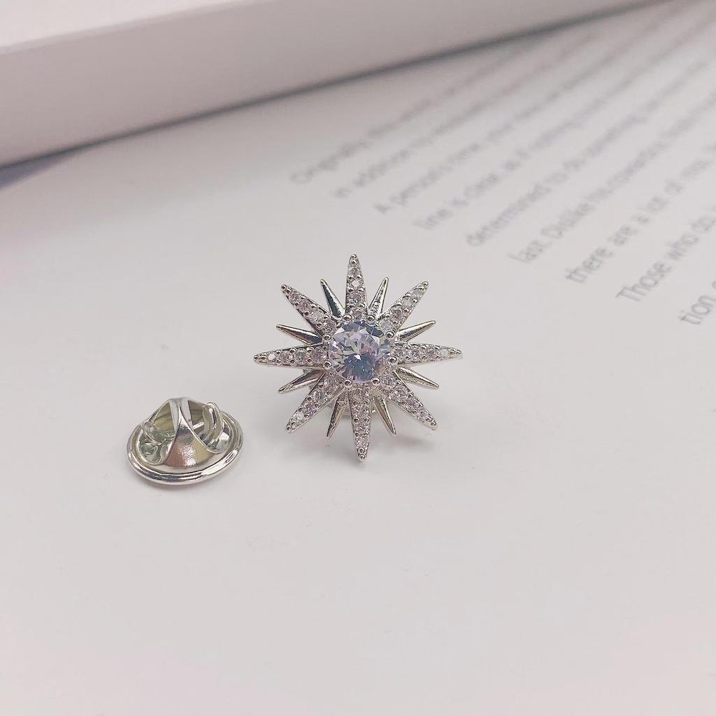 Korean Style Copper Inlaid Zirconia Summer Brooch Cardigan Collar Pin