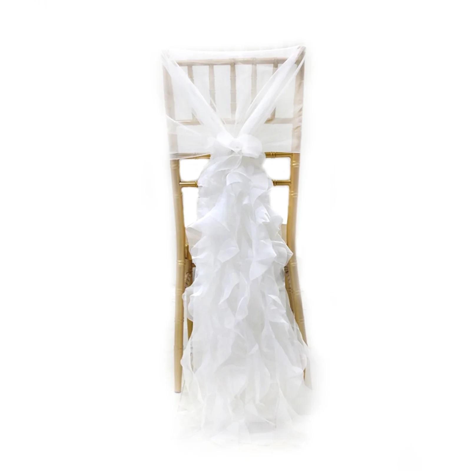 

Chair Back Long Yarns Chair Cover Milk Yarn Wedding Supplies Gauze Outdoor European Style For Party Event Christmas Decor белый