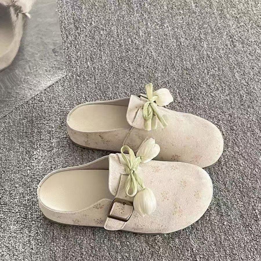 Versatile bag head half-drag women's shoes wear new summer one-pedal shoes