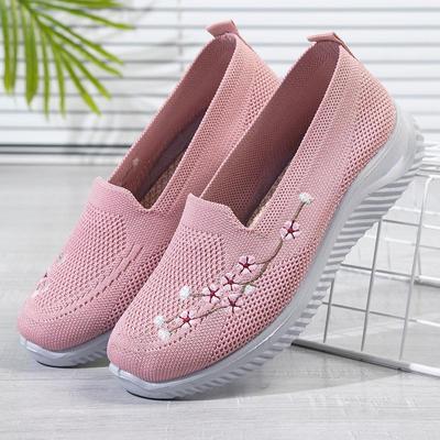 Spring and Autumn Women's Fashion Cloth Shoes Leisure Sports Embroidered Shoes Lightweight Soft Sole Walking Shoes Women