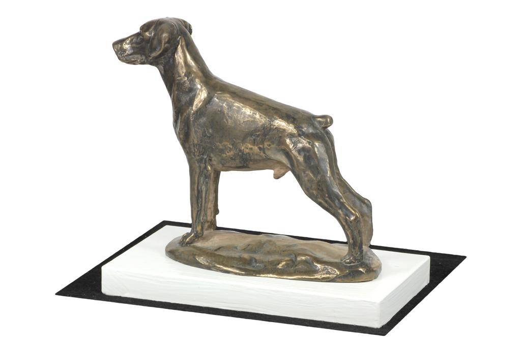 Dobermann, Doberman Pinscher, Dobie II - dog figurine, figure on a white base, trophy for Art-Dog dog show exhibition