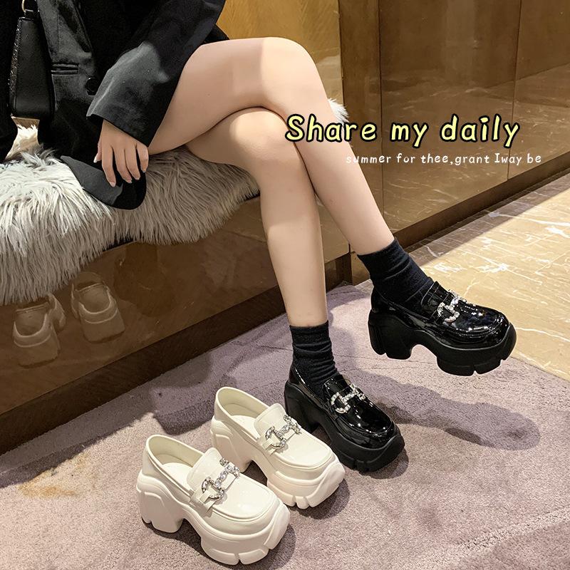 Loafers women's 2025 autumn one-pedal shallow single shoes inner height increase women's shoes small fashion versatile muffin shoes
