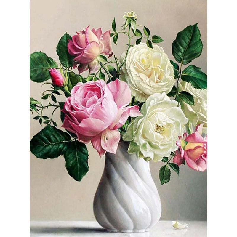 Diy New 5d Painting Diamond Vase Diamond Embroidery Flowers Cross Stitch Full Round Drill Crafts Home Decor Manual Gift