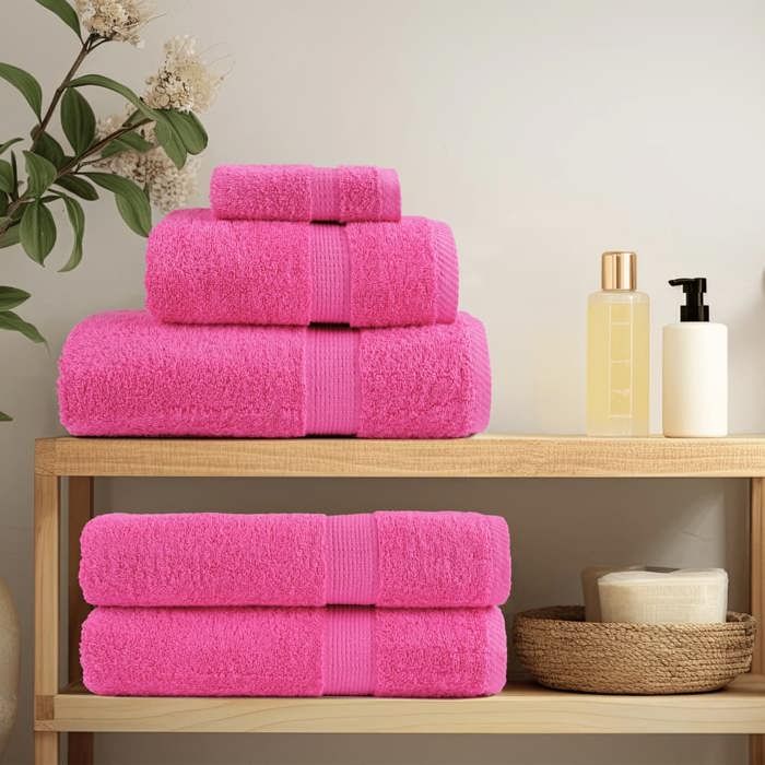 VidaXL Serviettes de Qualité Supérieure 10 pcs, Serviettes de Douche, Draps de Bain, Serviettes d'Invité de Toilette, Rose 137535