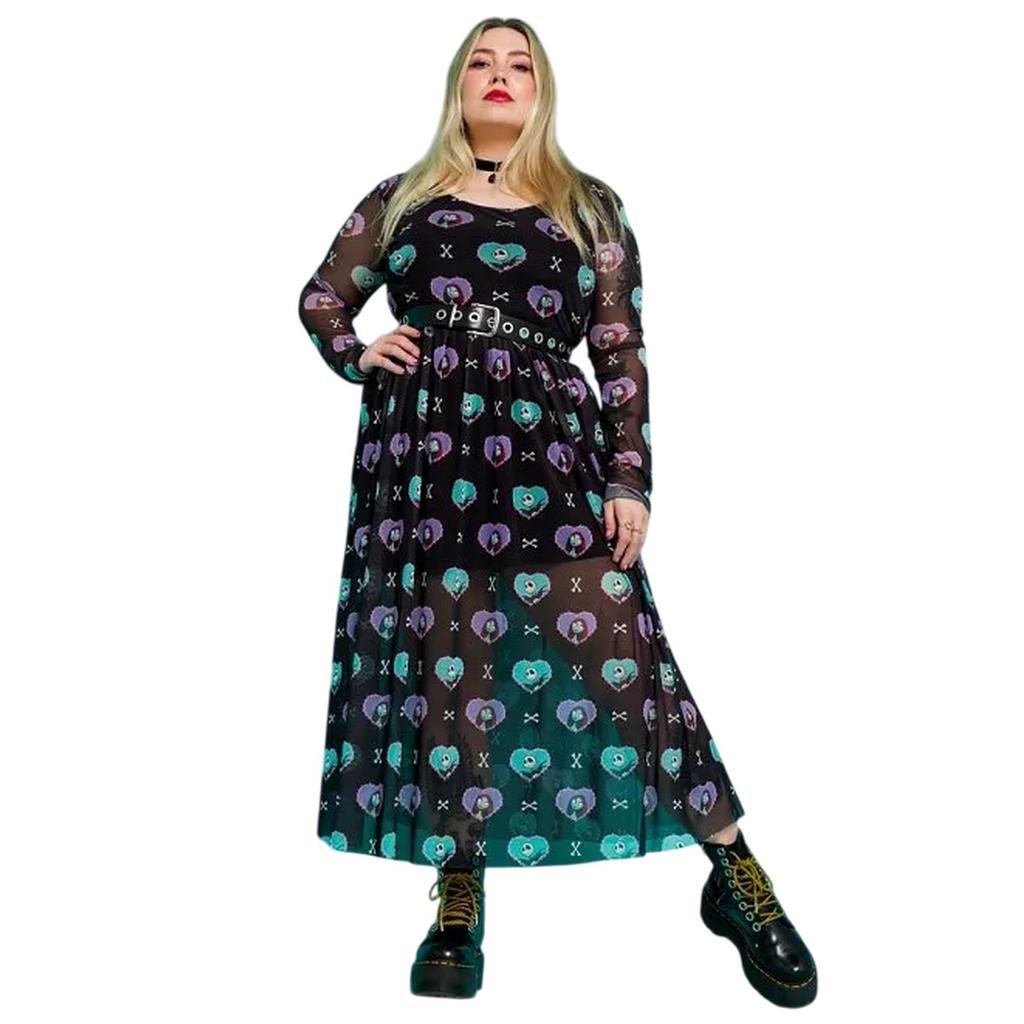 The Nightmare Before Christmas Womens/Ladies All-Over Print Mesh Midi Dress