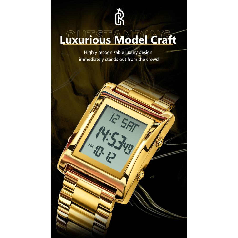 CAREKISO Luxury Brand Men Watch Waterproof LED Week Date Alarm Man Wristwatch Stainless Steel Fashion Electronic Watches For Men