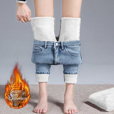 Jean polaire taille haute pour femme: Pantalon crayon d'extérieur slim, épais et polyvalent Hiver 2021