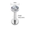 Right Grand ASTM F136 Titanium 2.5/3/4mm CZ Labret Stud 16G Tragus Helix Cartilage Conch Flatback Earlobe Piercing Body Jewelry