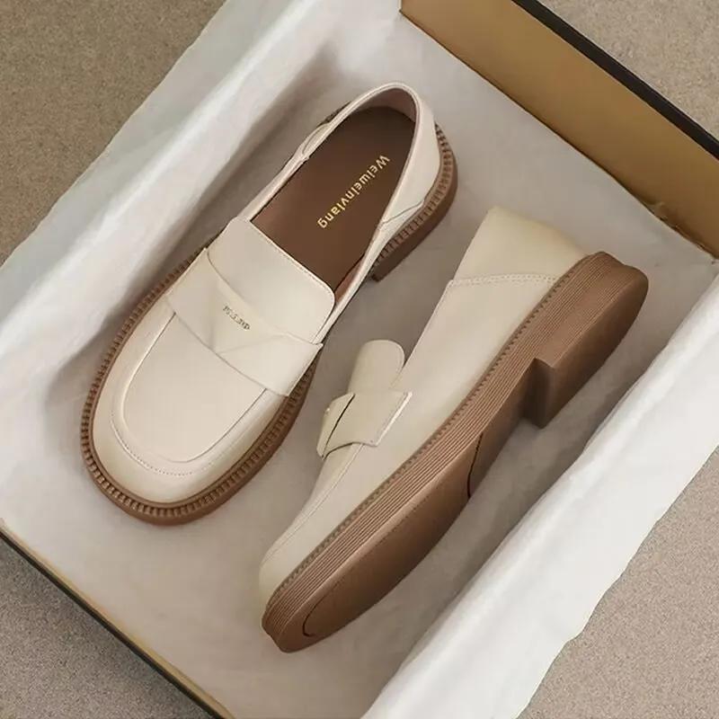 Women's Loafers Soft-Sole Work Shoes JK PU Leather Shoes