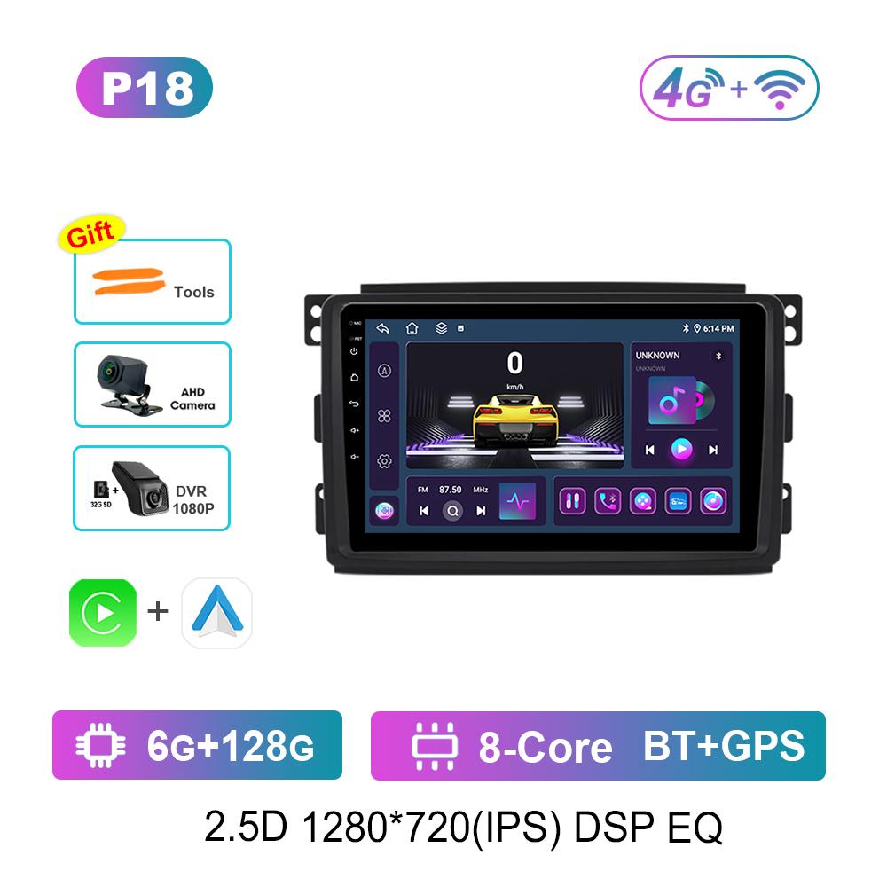 HD Screen Android Car Radio Multimedia Video Player for Smart Fortwo 451 2005 - 2010 GPS Navi 4G WiFi Bluetooth DSP Stereo