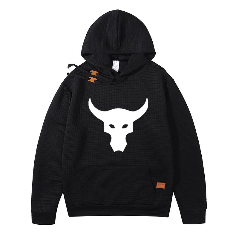 Spring Autumn Y2K Waffle Hoodie Men Casual Pullover Hooded Sweatshirt Hip Hop Streetwear Man Clothing