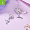 Purple Flower Bird Stud Earrings Female S925 Sterling Silver Tide Super Fairy Niche Exquisite Light Luxury Earrings Female