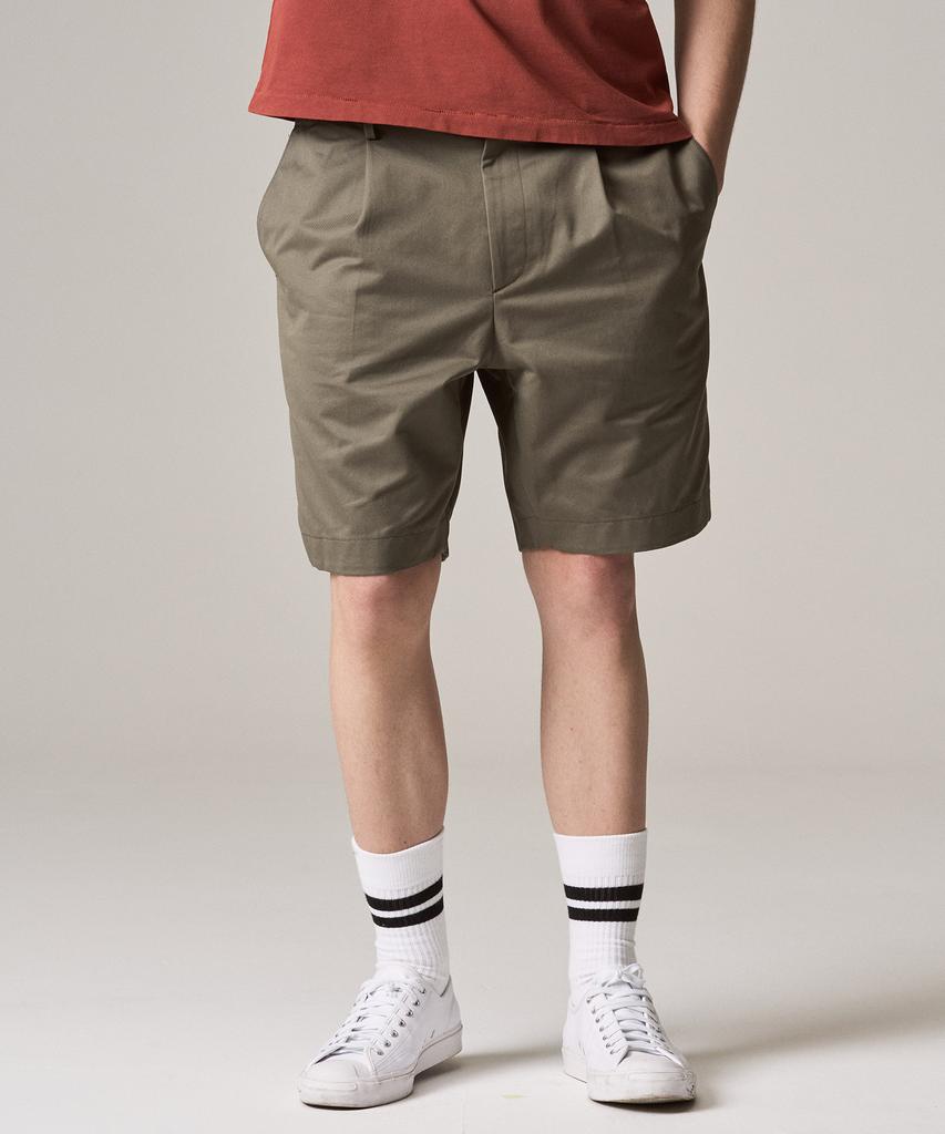 Laijeuaenbillou Authentic Supima Pleated Half Shorts Olive