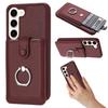 For Samsung Galaxy S23 Case Drawing Type Card Slots Litchi Texture Leather Back Cover with Ring Kickstand