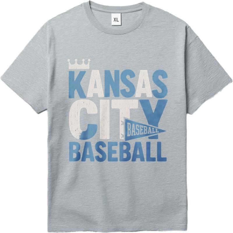 Mens tshirt Cotton Shirt Fashion Summer Women T Shirt Kansas City Baseball Crown Design Short Sleeve Printed Crew Neck Tops