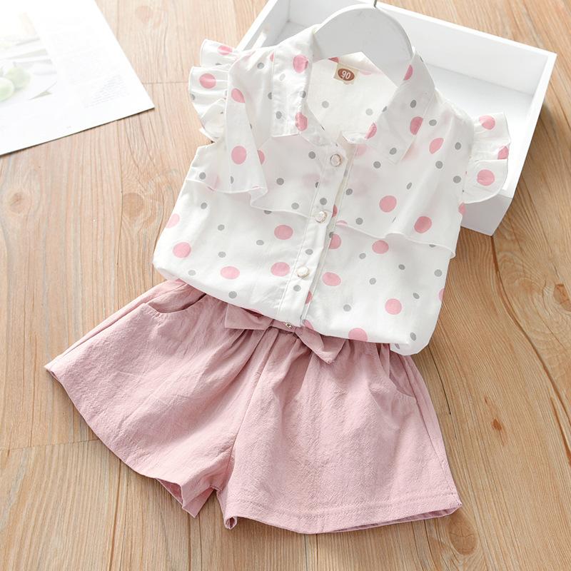Girls Summer Cotton Two Piece Set Stylish Casual Outfit For Kids 90cm