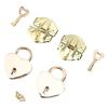 2 Sets Wooden Box Hasp Latch Padlock Set Antique Zinc Alloy Hasp Clasp Latch and Heart Shaped Padlocks with Keys