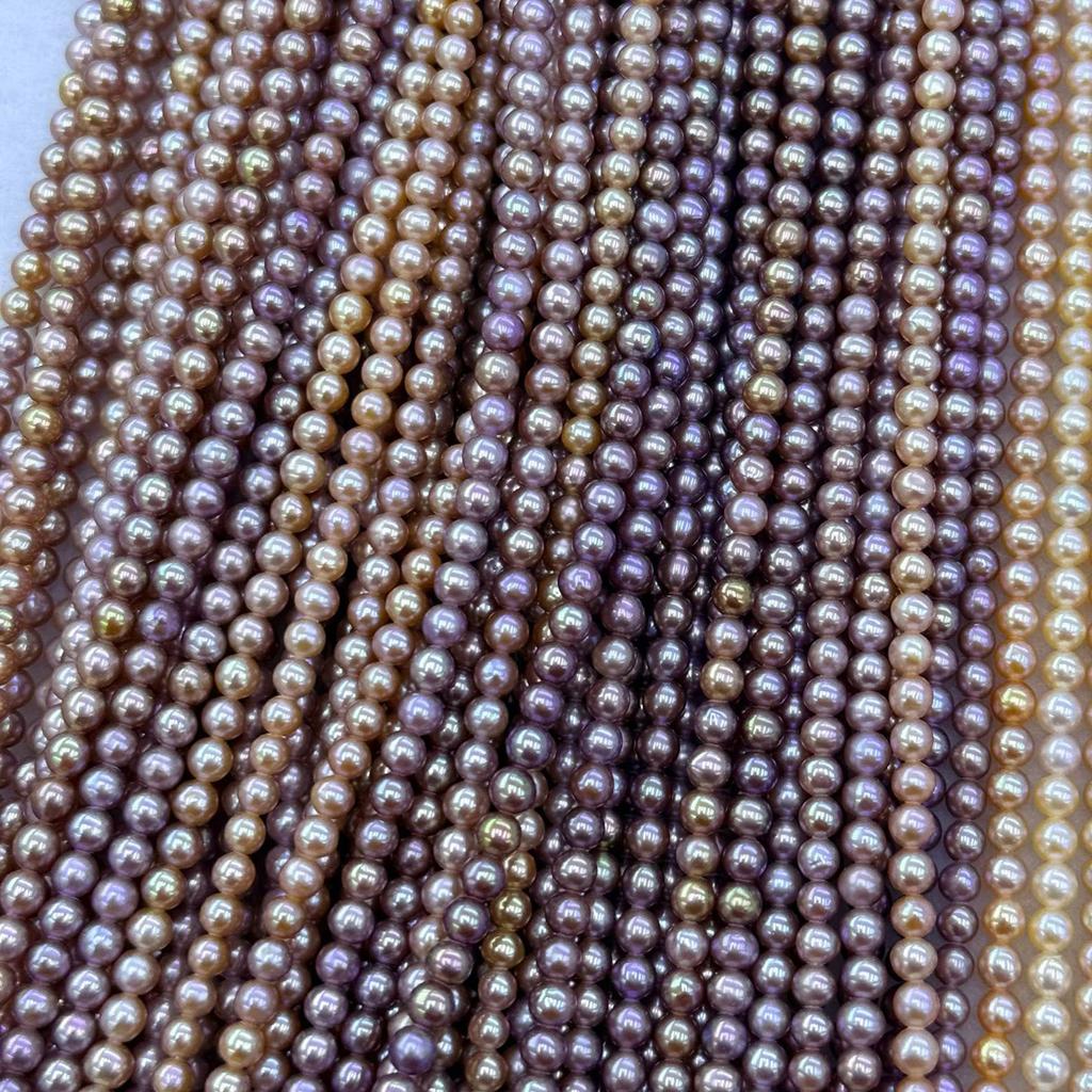 1 Strand Natural Multicolor Freshwater Round Pearls 3-4mm Loose Pearl Beads 36cm for DIY Necklace Bracelet Jewelry Making