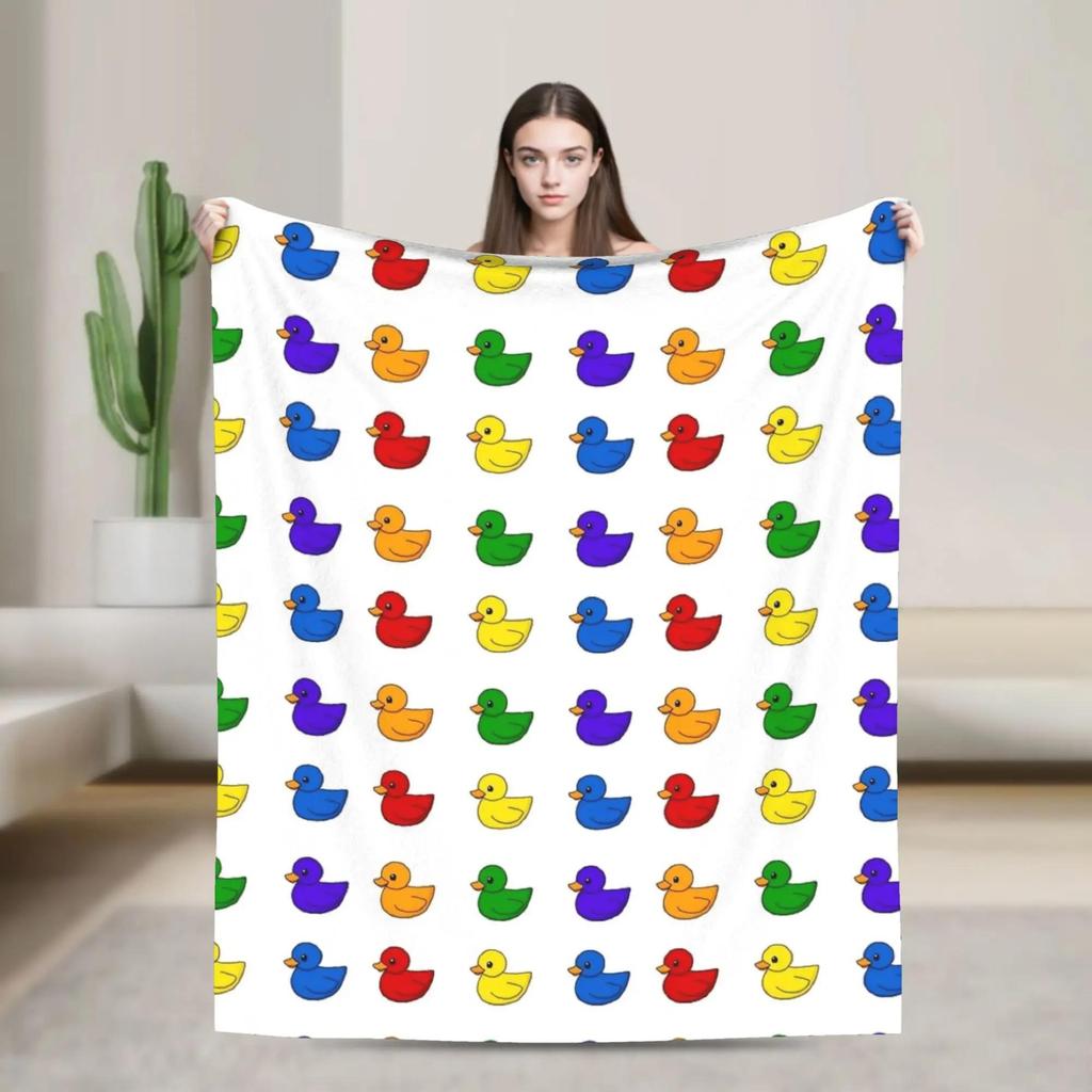 Cute Rubber Duck Plush Flannel Throw Blanket for Kids and Adults Soft Warm Bedspread for Couch Chair Quality Comforter