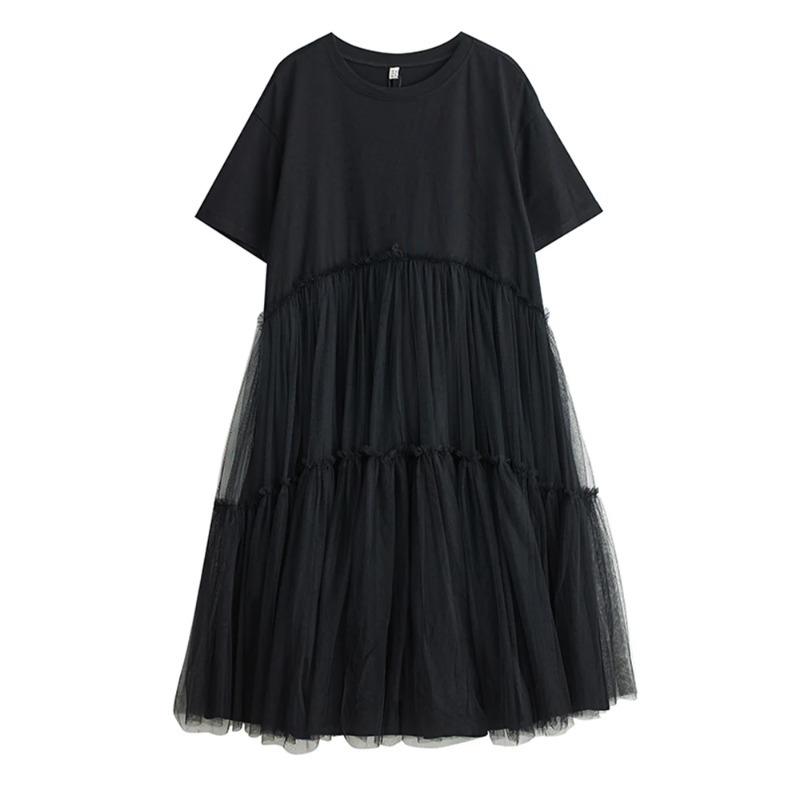 

XITAO Gauze Patchwork Pocket Pullover Dress ZMY1168 One Size чёрный