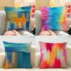 Tie-Dye Colorful Pattern Cushion Cover Natural Linen Organic Fabric Double-Sided Printing Breathable Perfect For Home Decor