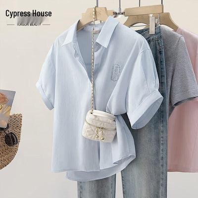 Chemise Casual à Revers Manches Courtes pour Femme