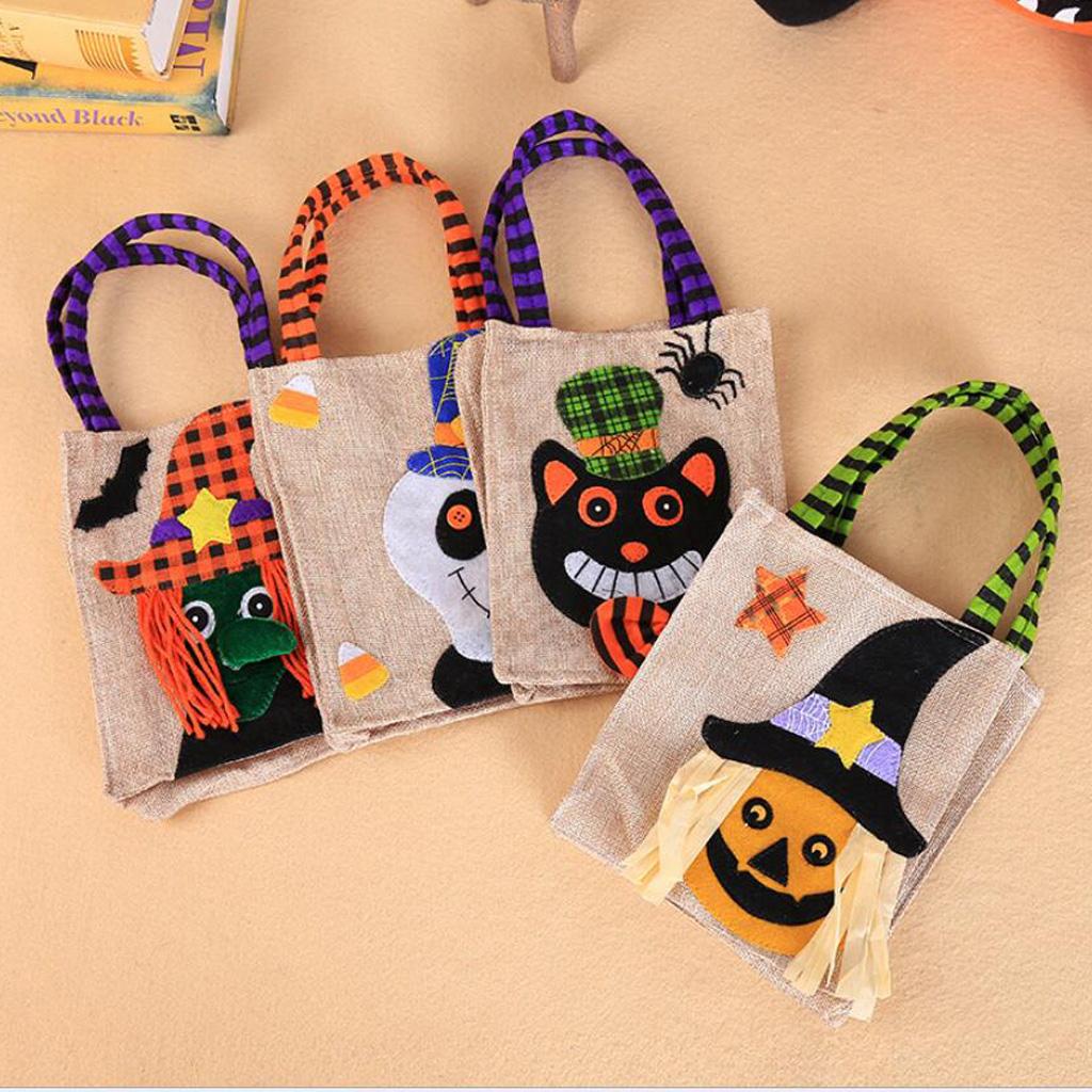 Halloween Storage Bag Tote Pouch Sack Candy Gift Handbag Skull