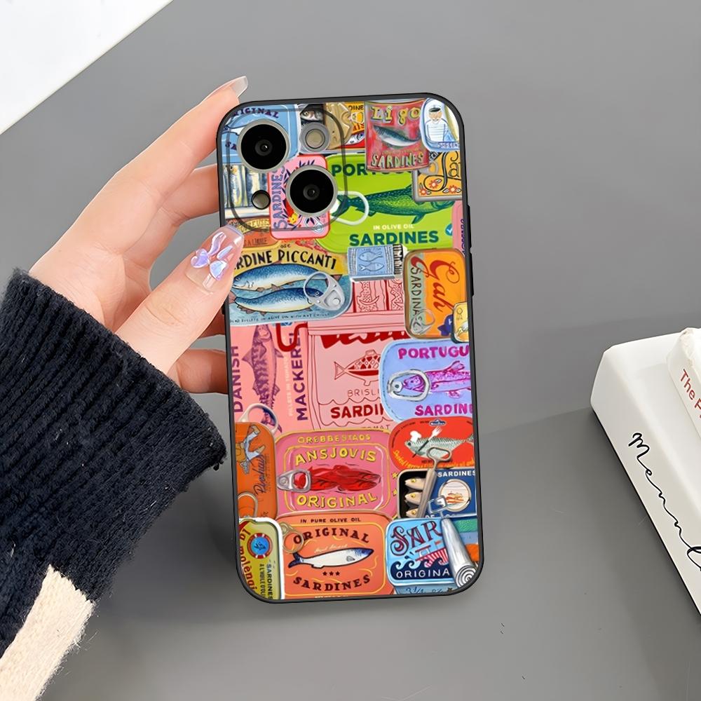 Sardines Canned Fish Phone Case For iPhone 18 16 Plus 15 14 Pro Max 13 Mini 11 12 Xr X Xs 6 7 8 SE Plus Back Cover