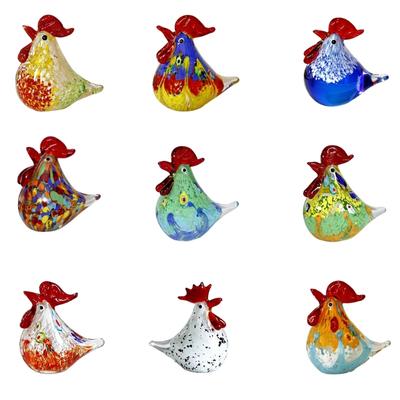 Scultura di Gallo in Vetro Multicolore Statuetta Animale in Smalto Colorato Fatta a Mano per Decorazione Soggiorno Regalo da Collezione